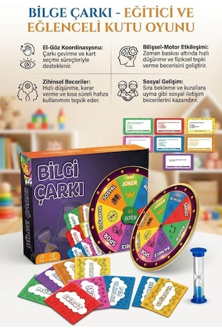 Bilgi Çarkı Eğitici Ve Eğlenceli 84 Soru Kartlı Genel Kültür Ve Zeka Kutu Oyunu