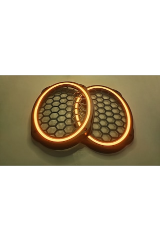 Hoparlör Kapağı Oval 20 Cm Ledli 2'li Takım - Turuncu