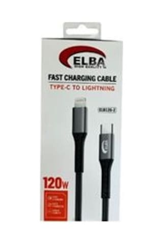 Elba Elb120-2 120w Type-c To Lightning 1mt Siyah Örgülü Şarj Kablosu Data Veri