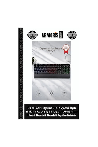 Özel Seri Oyuncu Klavyesi Rgb Işıklı Tk10 Siyah Oyun Donanımı Hobi Gereci Renkli Aydınlatma