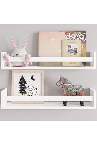 Ezgi 2 Li Duvar Rafı Beyaz