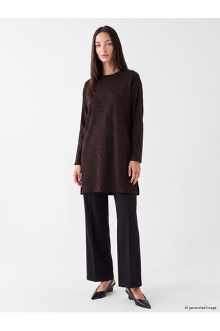 Lcw Everyday Kahverengi Leopar Desenli Soft Touch Kadın Tunik