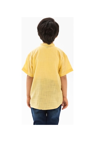 Eliş Şile Bezi Kısa Kol Şile Bezi Bodrum Erkek Çocuk Tshirt Sarı 3073