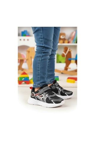 Slazenger Siyah Kırmızı Cırtlı Hafif Esnek Unisex Çocuk Spor Ayakkabı Kelsy P Siyah-kırmızı