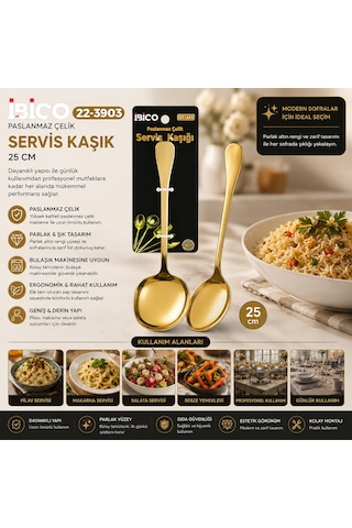 Buradabulabilirsin 25 Cm Metal Servis Kaşığı Altın Renk Bbz