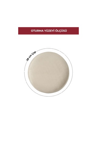 Modern Ahşap Ayaklı Dekoratif Puf, Tabure 6096 Krem