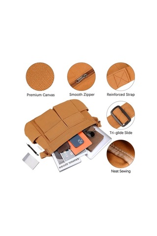 Luminousou Ve Unisex Seyahat Omuz Kanvas Kahverengi İçin Günlük Çok Cepli Çantası Büyük Boy - Zj Kahverengi