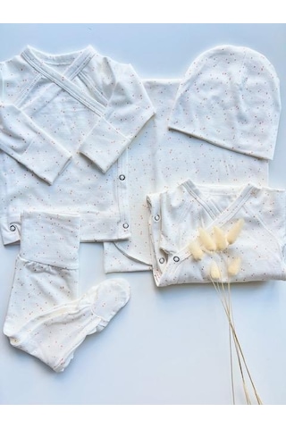 Key Kıds Pembe Kırçıllı Organik Modal Hastane Çıkışı Seti Newborn Çok Renkli