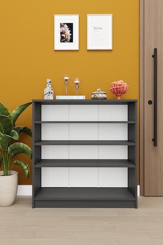 Asra Trend 4 Katlı Açık Raflı Ayakkabılık A-32 %100 MDF Modern Bot Uyumlu Düzenleyici Antrasit