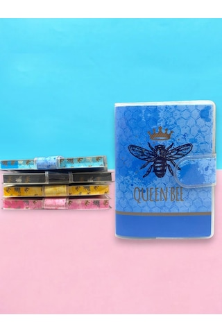 Queen Bee A7 Not Defteri , Çıt Çıtlı Cep Defteri - Mavi