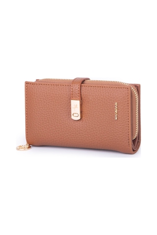 Nas Bag Kadın Orta Boy Kartlık Kağıt Para Ve Bozuk Para Tasarımına Sahip Taba Lopez 16x9 Cm