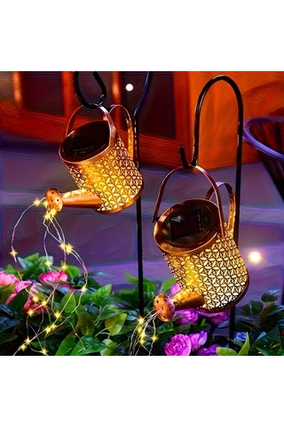 Honeybeeshop 2 Adet Lihangstar Güneş Enerjili Sulama Işıkları Otomatik Açma Kapama Ayarlanabilir Led Bahçe Aydınlatması Vintage Asılı Fenerler Çim Yol Patio Bahçe İçin