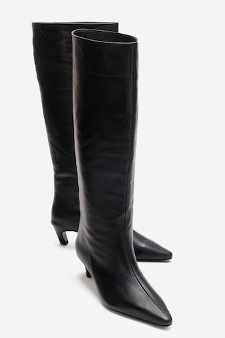 Luvishoes Corvel Siyah Cilt Hakiki Deri Kadın Topuklu Çizme