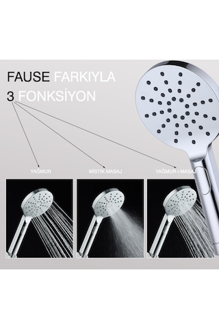 Fause El Duş Başlığı 3 Fonksiyonlu Oval Ke121 Krom