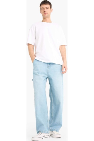 DeFacto %100 Pamuk Skater Fit Geniş Kalıp Yüksek Bel Geniş Paça Jean Pantolon F3925AX25SMNM39