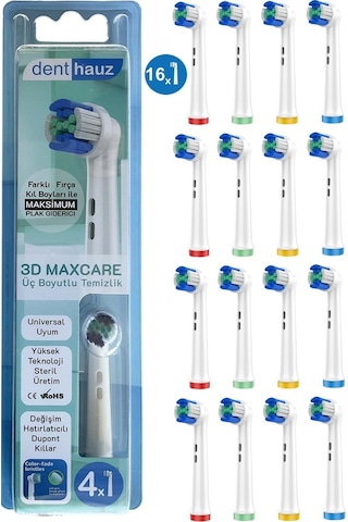 3d Maxcare - 3 Boyutlu Temiizlik Oral B Şarjlı Diş Fırçası Yedek Başlığı - 16 Adet Yedek Başlık