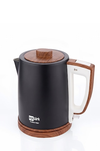 Egetürk Teadem Style Ahşap Görünümlü Çay Makinesi Çaycı 2000w 1.7l Kettle 1.2l Demlik 304 Çelik Gövde Siyah