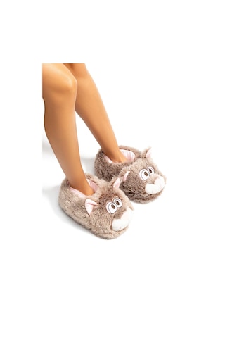 Twigy Razy EE0535 Kadın Hayvanlı Panduf Kahverengi 36/41 Kahverengi