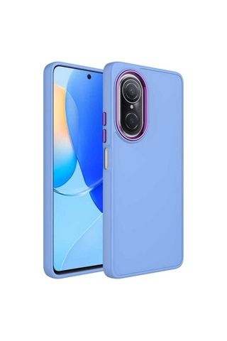 Huawei Nova 9 Se Kılıf Metal Çerçeve Ve Buton Tasarımlı Silikon Zore Luna Kapak Lila