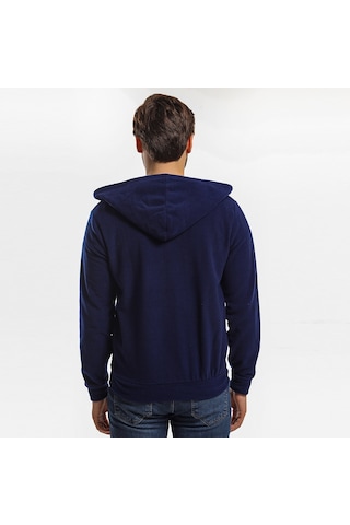 Slazenger SAMSON IN Erkek Fermuarlı Kapüşonlu Cepli Lacivert Polar