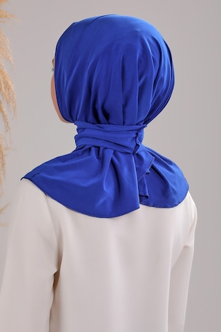 Melodi Scarf Kadın Tesettür Pratik Çıtçıtlı Sandy Deniz Havuz Uyumlu Fular Hazır Bone Saks Mavisi Saks Mavisi