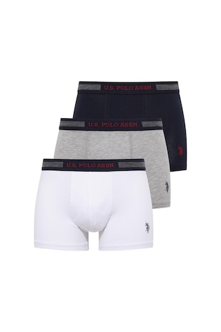 U.S. Polo Assn. - Erkek Lacivert - Beyaz - Gri Melanj 3 Lü Boxer 90004