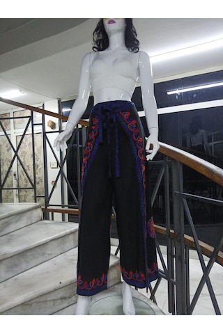 Eren Style Otantik Nakış İşlemeli Harem Şalvar Bulmaca Pantolon 104 Cm -9315 Siyah