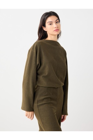 Jimmy Key Jimmy Key Haki Melanj Rahat Kesim Yarasa Kol Yumuşak Dokulu Sweatshirt 5ww236154345