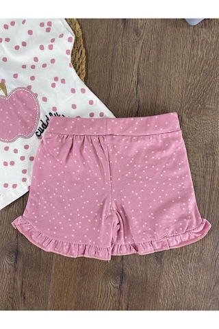 Bebicix Elma Desenli Şortlu 2'li Takım Pembe