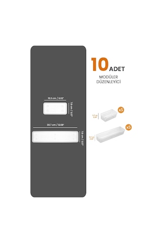 Meleni Home 10'lu Modüler Set Kaşıklık Çekmece Içi Düzenleyici Çatal Kaşık Bıçak Düzenleme Organizeri Şeffaf
