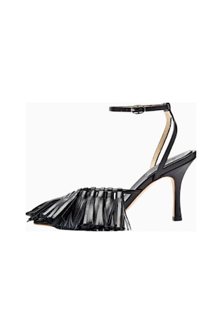 A.w.a.k.e. Mode Delta Yüksek Püsküllü Sandalet, 80mm Stiletto Topuklu, Italya Üretimi Siyah