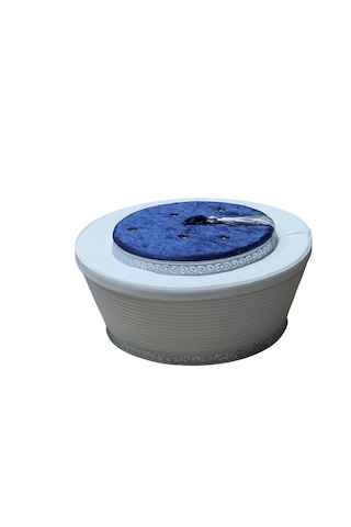 Fabrikam06 Lacivert Sarık, Gri Püskül Sarık ,imam Sarığı,cami,cübbe,takke,sarık,lacivert Imam Sarığı,53 Cm S058 Beyaz - Lacivert