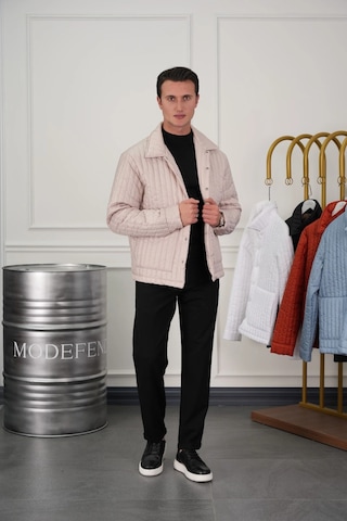 Modefendi Çizgi Detaylı Dolum Elyaf Mont Krem1