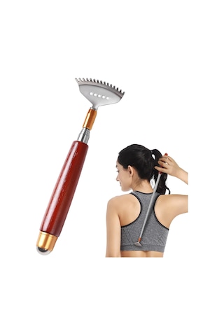 Kadınlar Ve Erkekler İçin Uzun Ahşap Saplı Teleskopik Sırt Kaşıyıcı, Masaj Silindiri, Çelik Pençe, Baş Ve Yüz İçin Taşınabilir Sırt Masaj Aleti Çok Renkli