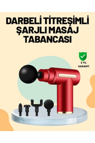 Kas Gevşetici Masaj Tabancası 4 Başlık Ve Ayarlanabilir Hız Beyaz - Siyah