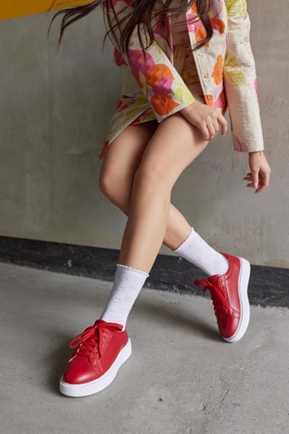 Julia Kırmızı Hakiki Deri Kadın Sneaker-Kırmızı