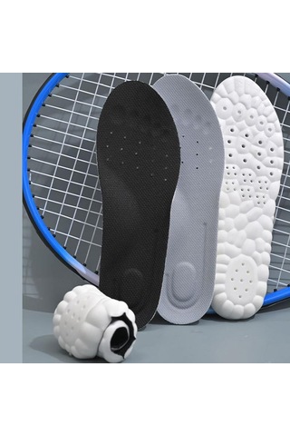 Sones 1 Çift Kalınlaştırılmış Kemer Destekli Yastıklamalı Şok Emici Ter Önleyici Koku Önleyici Nefes Alabilen Tabanlıklar, Beden: 37-38 Siyah