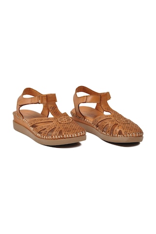 Pierre Cardin Siyah Hakiki Deri Cırtlı Kadın Günlük Sandalet Pc-54517 Z Taba