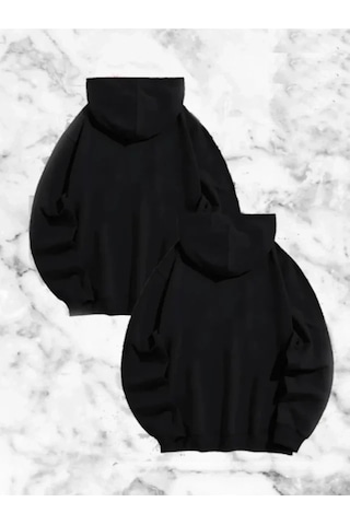Valensdesign Sevgili Çift Kombini Örümcek Baskılı Kapüşonlu Sweatshirt Hoodie - Siyah