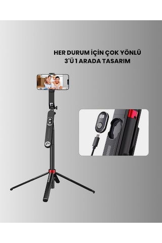Ilkeshop Tnabilir Tripod Ve Selfie Çubuğu Vlog Ve Video Çekimi