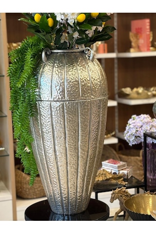 Panalı Pnl-mg72 L Metal Dekoratif Vazo 40 40 80.5 Cm Gümüş