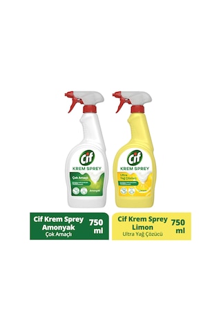 Cif Krem Sprey Ultra Yağ Çözücü 750 ML + Cif Krem Sprey 750 ML