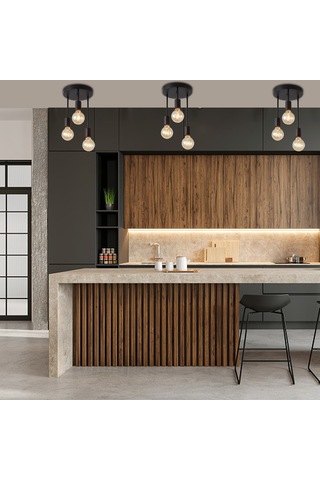 Geeksen "3 Başlıklı Retro Avize - Mutfak, Oturma Odası Ve Kafe İçin Endüstriyel Tarz Aydınlatma E26 Soket " Diğer