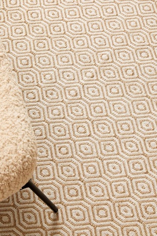 Ocean Home Textile Ekru Renk Karo Desenli Jüt Halı Kilim 120 X 180 Cm