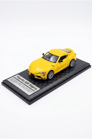 Hobbiez Lisanslı Toyota Gr Supra Kapıları Açılabilir Model Diecast 1/32 Ölçek Metal Standlı Araç Sarı