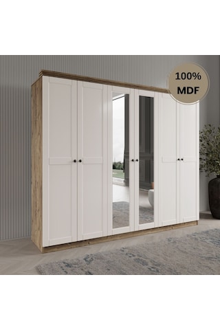 Dali 6 Kapılı Mdf Country Gardırop Aytaşı Rengi
