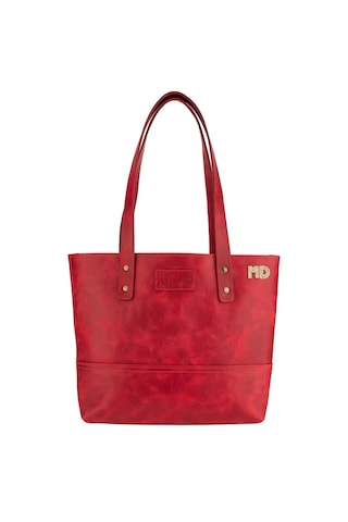 Twingold İsme Özel Tote Bag El Omuz Çantası - %100 Rainbow Deri - Ac03003 - Kırmızı Kırmızı
