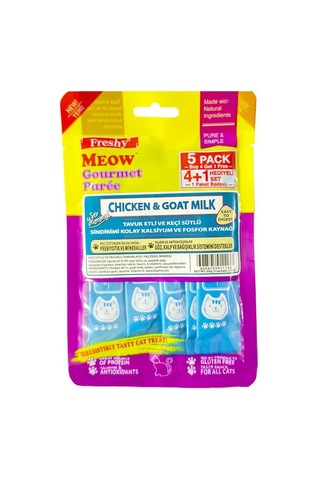 Freshy Meow Tavuk Etli Ve Keçi Sütlü Kedi Ödülü 5'li Paket 60gr