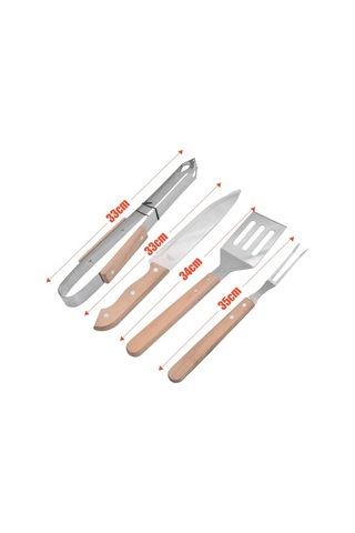 Besthome1 304 Paslanmaz Çelik Saplı 4'lü Barbekü Alet Seti: Bıçak, Çatal, Palet, Pençe - Taşınabilir Kutu İle Evde Ve Dışarda Y Çok Renkli