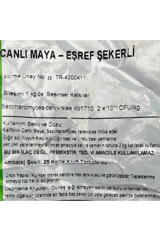 Canlı Maya Tamamlayıcı Yem Katkısı 25 Kg
